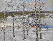 Anton Genberg Winter landscape of Norrland with birch trees Germany oil painting artist